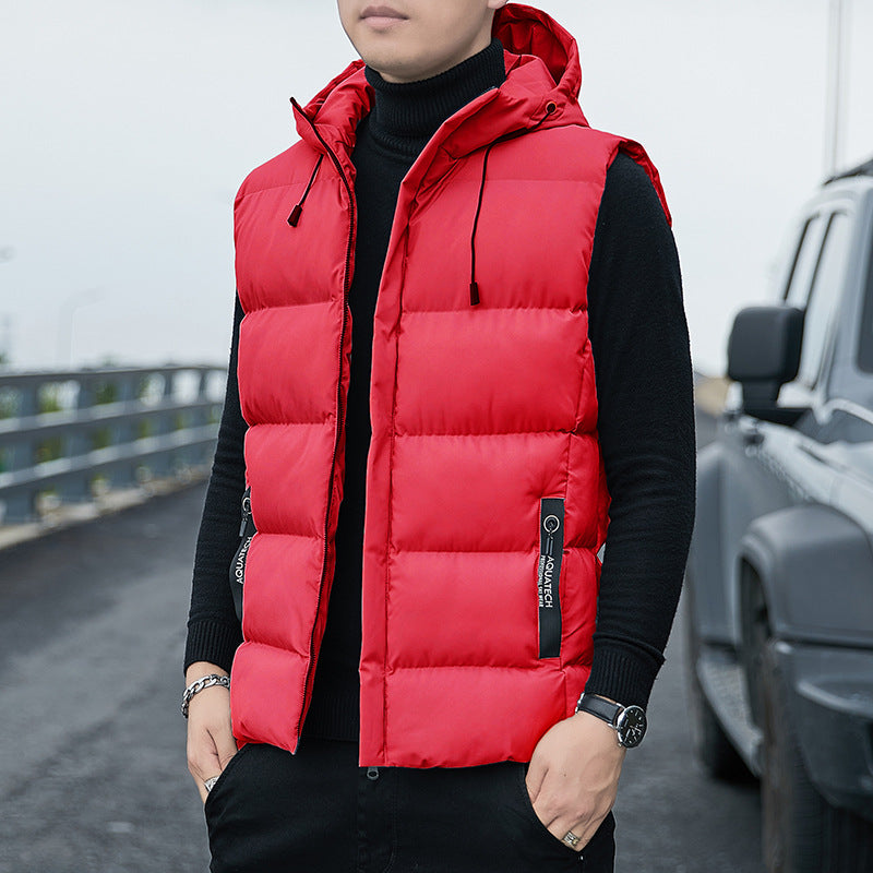 Men’s Hooded Down Cotton Sleeveless Vest