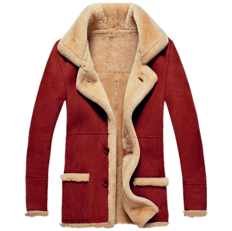 Men’s Thickened Faux Fur Integrated Winter Coat