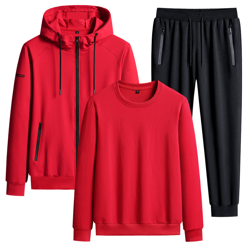 Men Casual Three Piece Sweatshirt Suit Set