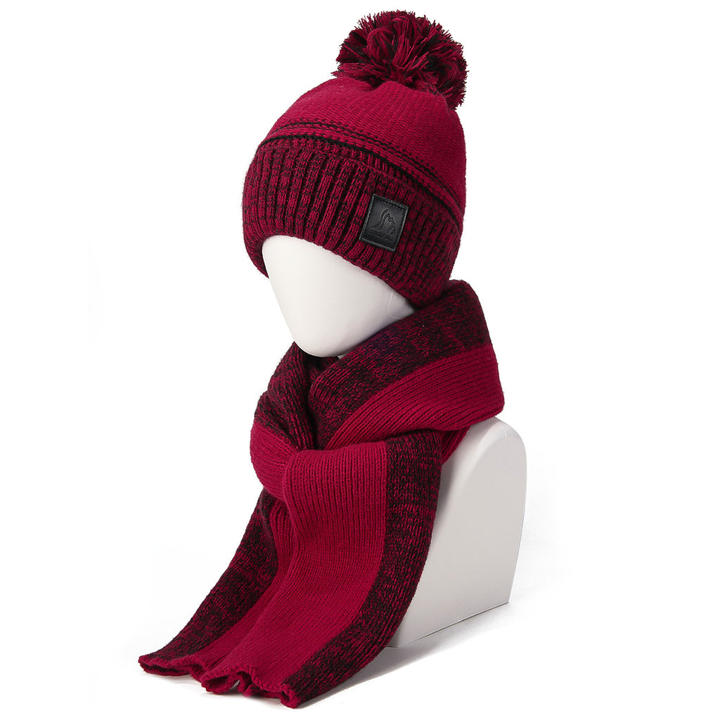 Winter Knitted Hat And Scarf Set With Color Match