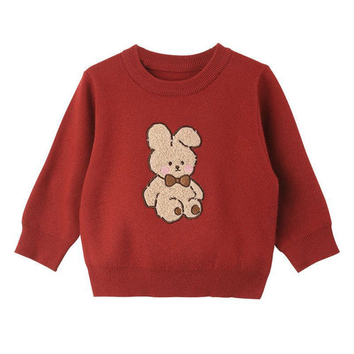 Cartoon Embroidered Knit Sweater for Girls