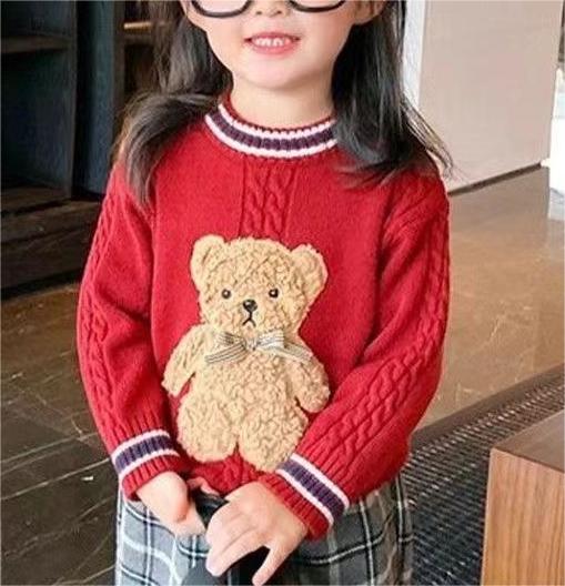 Trendy Girls Cartoon Knit Top