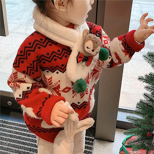 Adorable Lantern Sleeve Knit Sweater for Girls
