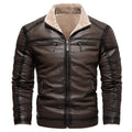 Men’s Retro Thickened PU Leather Plush Winter Coat