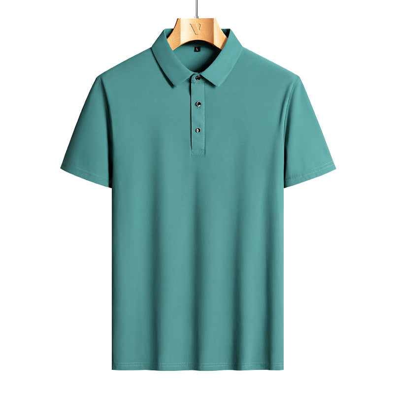 Men’s Ice Silk Casual Loose Short Sleeve Polo Shirt