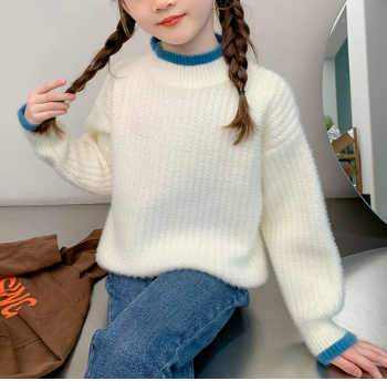 Girls Thick Knit Pullover Sweater