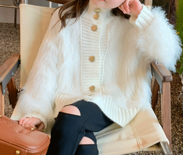 Girls Solid Color Knit Cardigan Jacket