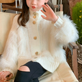 Girls Solid Color Knit Cardigan Jacket