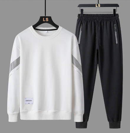 Men Velvet Striped Casual Sports Suit