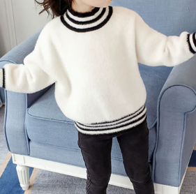 Girls Velvet Half Turtleneck Knit Sweater