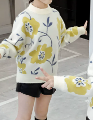 Girls Thickened Velvet Pullover Sweater
