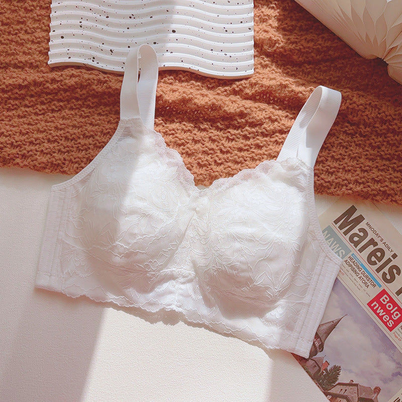 Women Full Cup Lace Ringless Support Bra