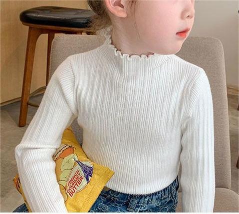 Cozy Solid Knit Top for Little Girls