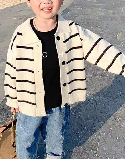 Stylish Striped Knit Cardigan for Boys