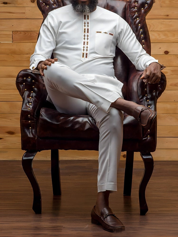 Men’s Ethnic Embroidered 2-Piece Suit Set