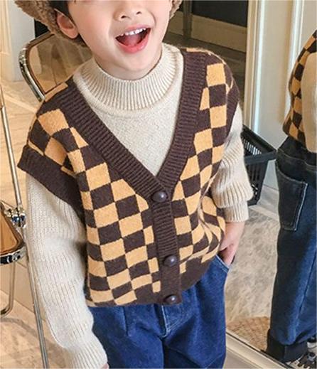Boys’ Plaid Knit Two-Piece Style Sweater