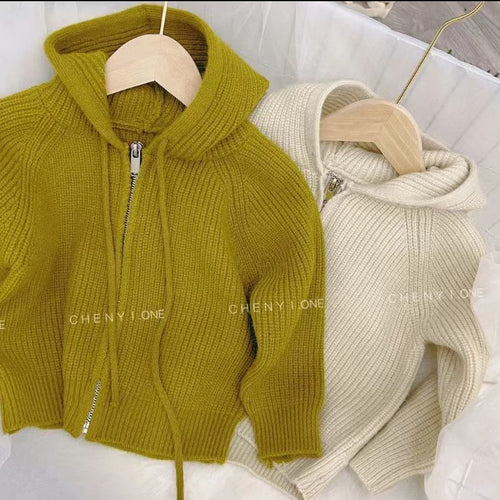 Cozy Hooded Knit Cardigan for Girls