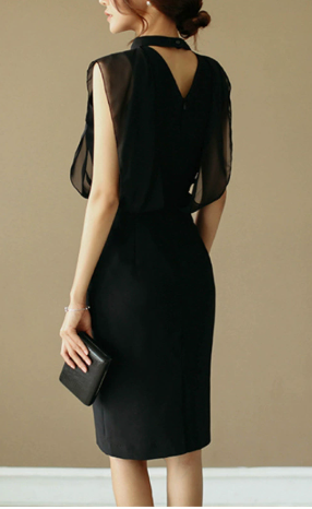 Elegant Slim Fit Round Neck Pencil Dress