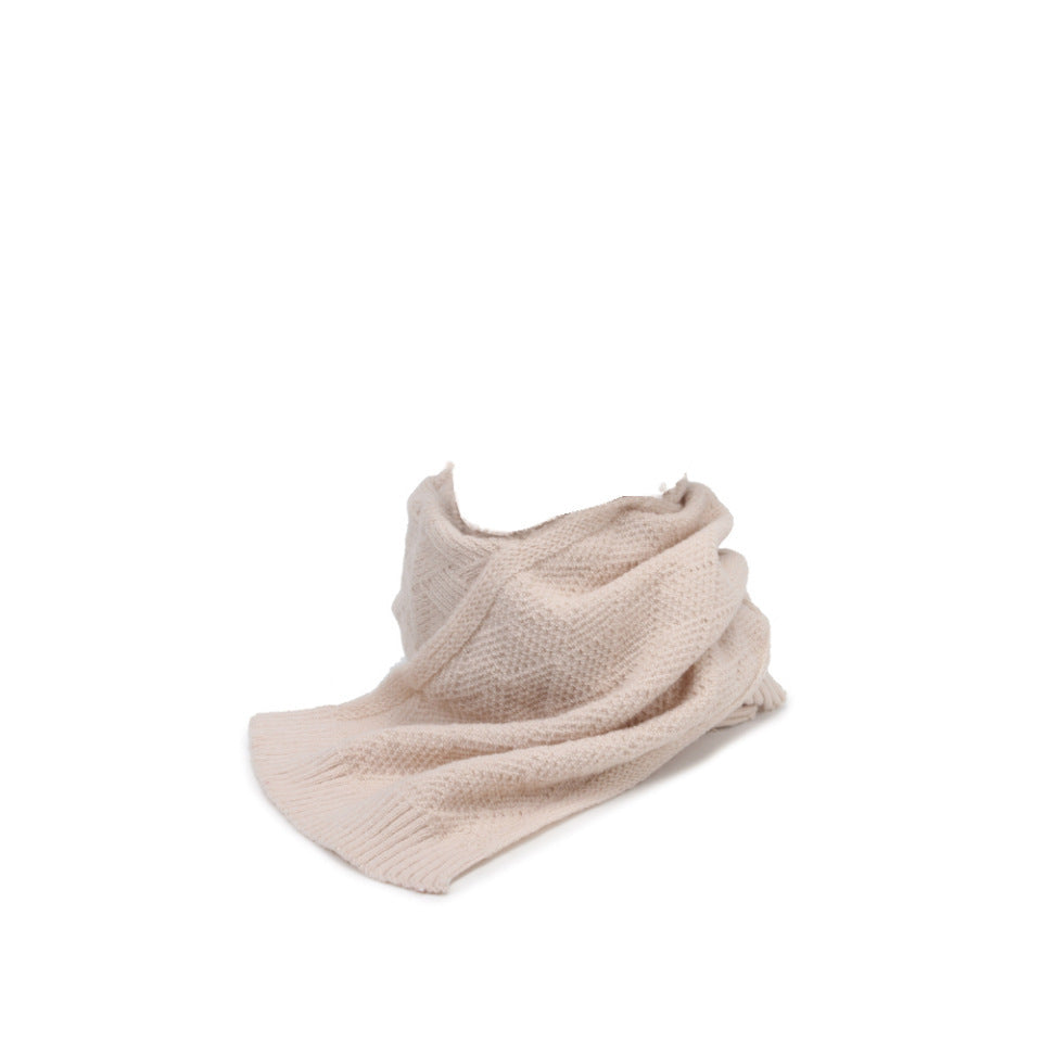 Double Layer Knitted Hat And Scarf Set With Pom Accent