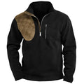 Men’s Classic Quarter-Zip Color Block Pocket Sweatshirt