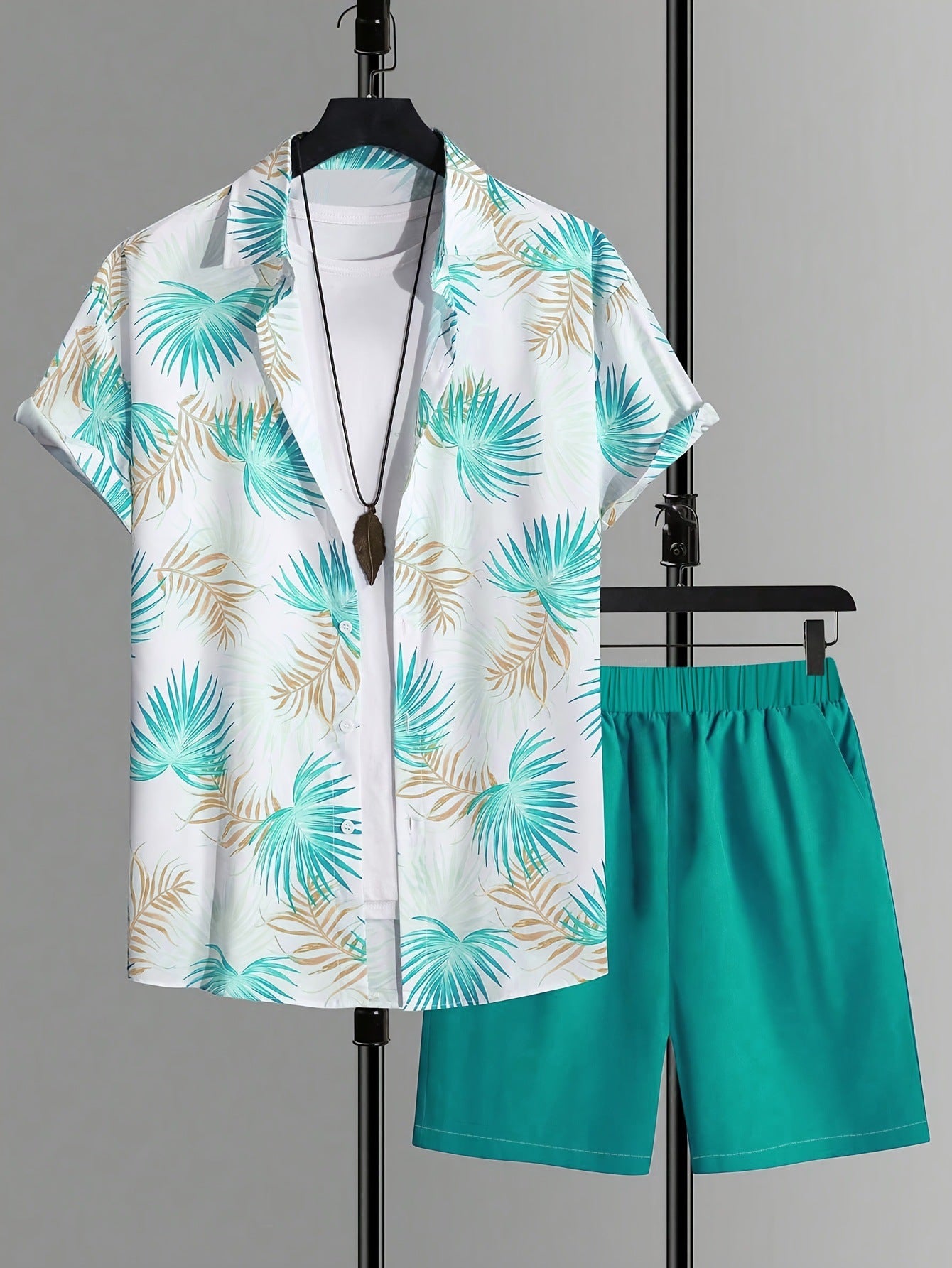 Trendy Hawaiian Summer Casual Shirt and Shorts Set