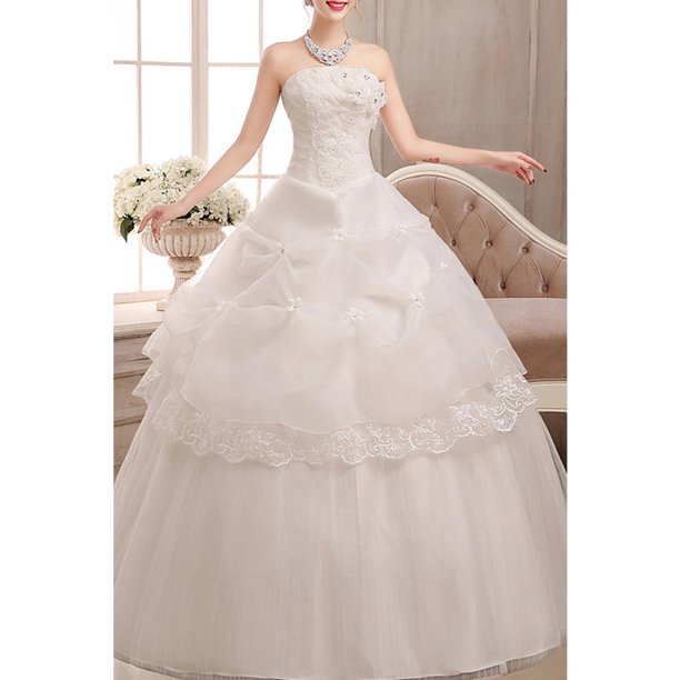 Women Off Shoulder Flower Wedding Dress