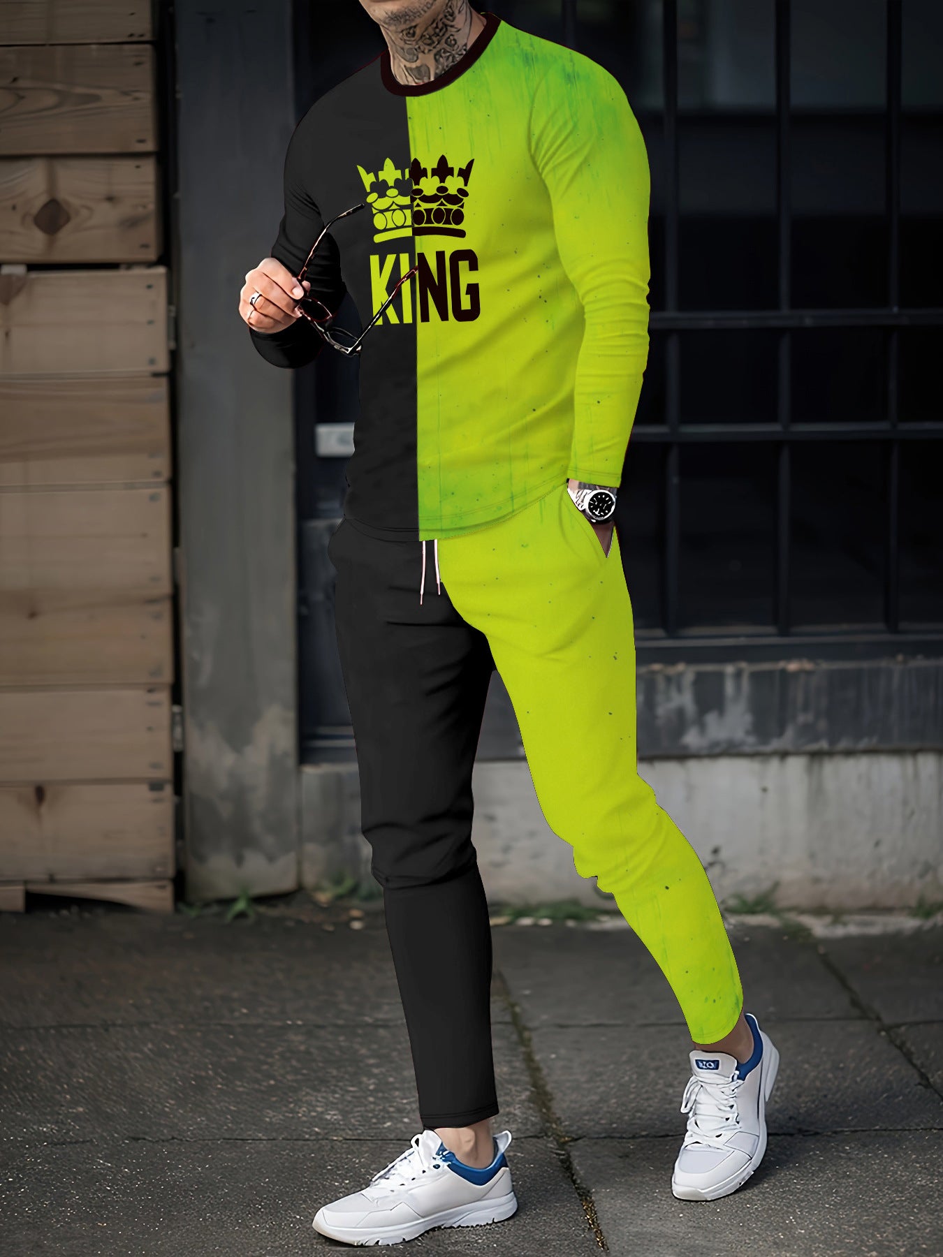 Digital Print Long Sleeve & Long Pants Two-Piece Set