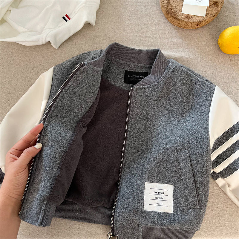 Warm Fleece-Lined Kids Baseball Jacket