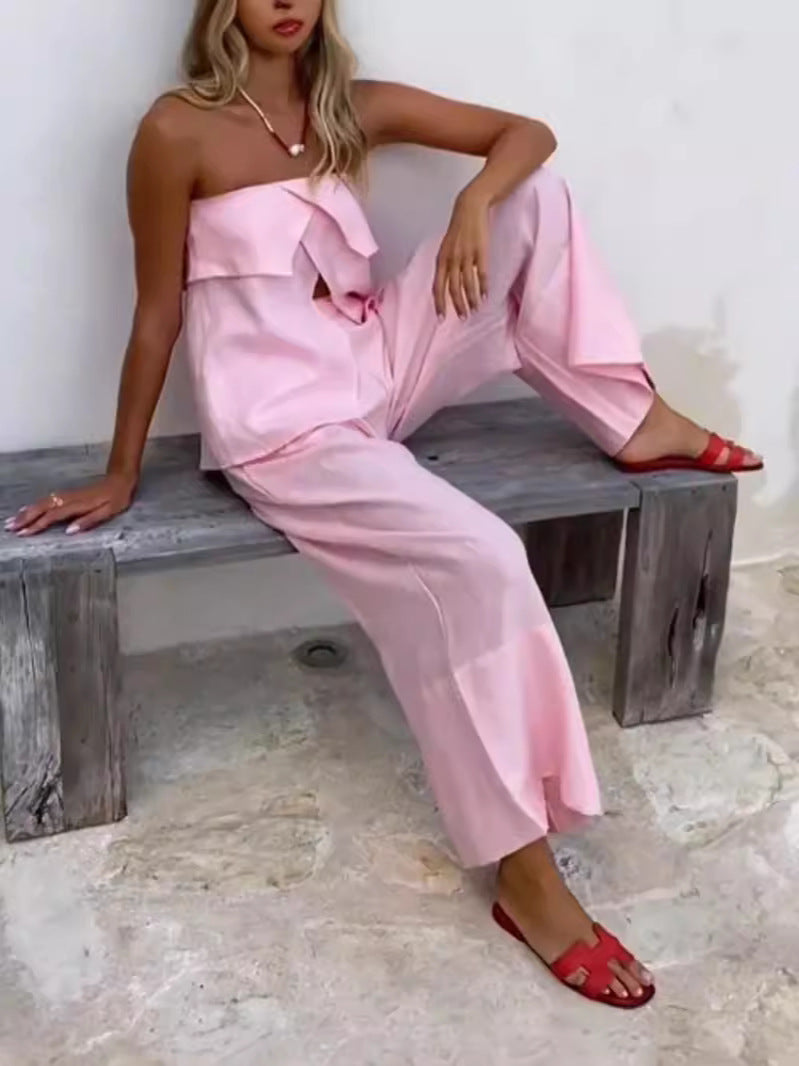 Chic Cotton Linen Two-Piece Set for Women