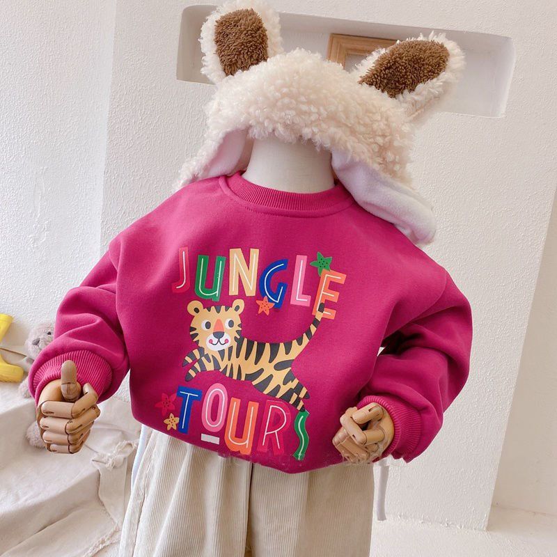 Trendy Tiger Print Fleece Sweatshirt