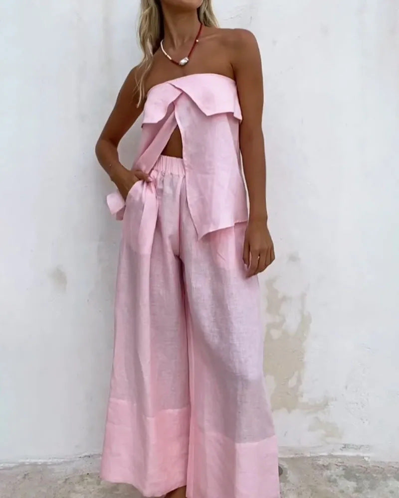 Chic Cotton Linen Two-Piece Set for Women