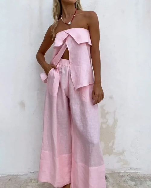 Chic Cotton Linen Two-Piece Set for Women