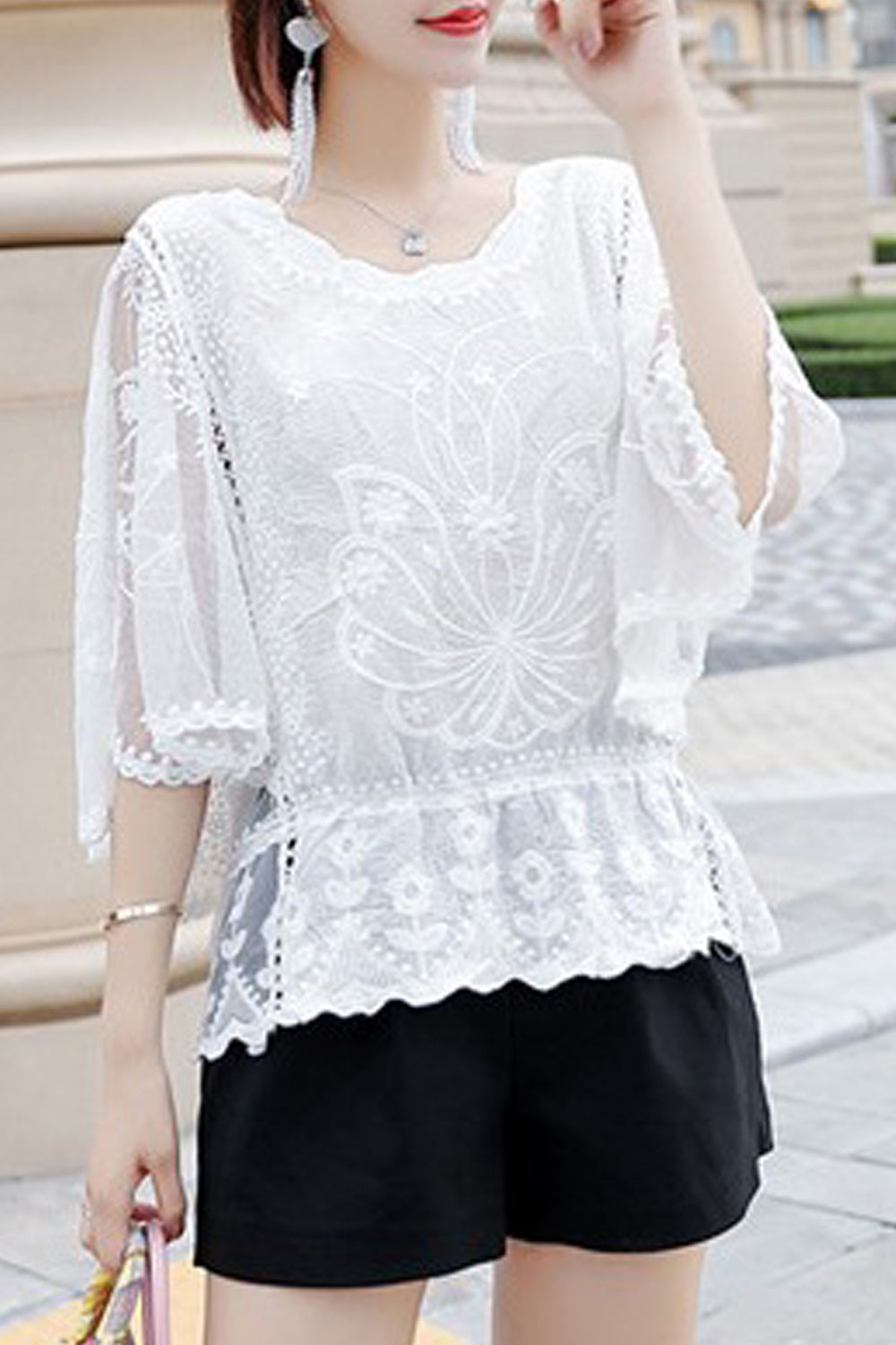 Women Pretty Solid Colored Flying Sleeve Beach Cover-Up