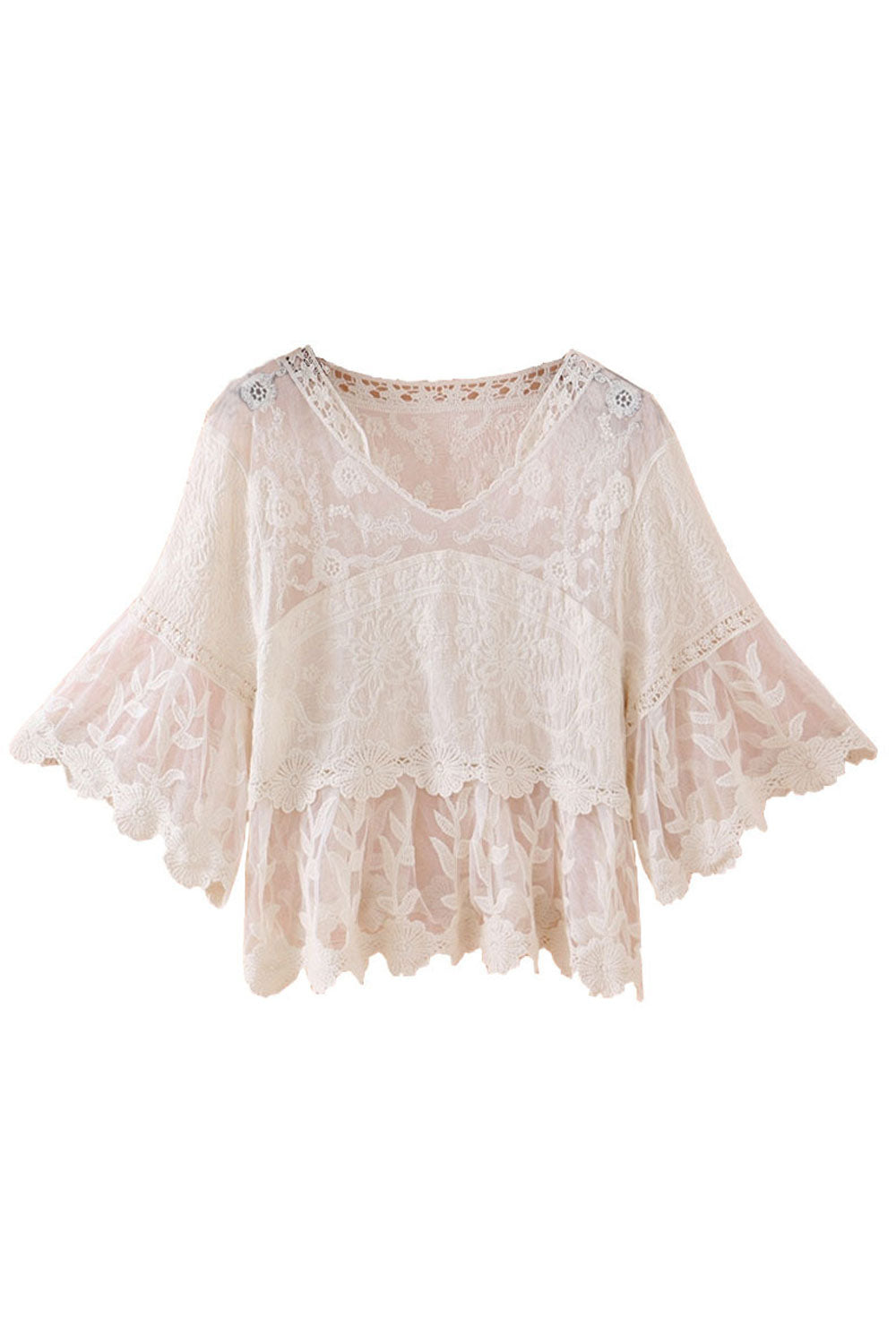 Women Pretty Solid Colored Flying Sleeve Beach Cover-Up