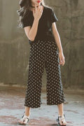 Kids Girls Polka Dotted Pant Short Sleeve Outfit Set