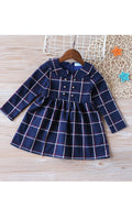 Kids Girls Peterpan Neck Plaid Pattern Pretty Dress