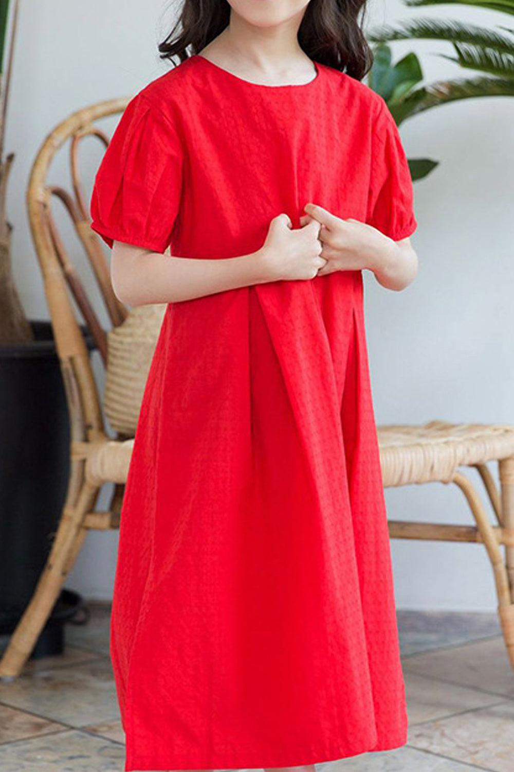 Kids Girls Simple Solid Dress