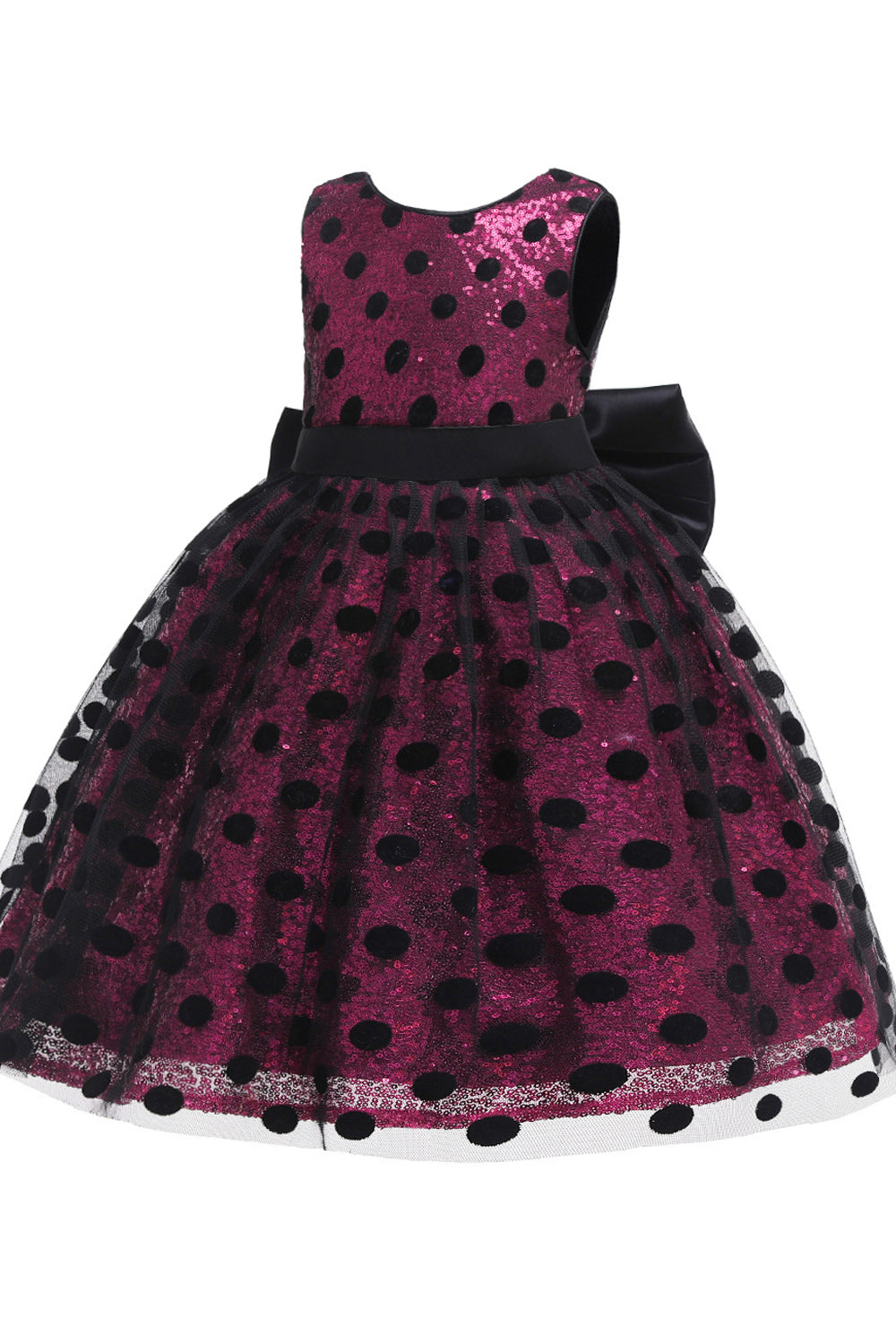 Kids Girls Doted Sleeveless Party Dress