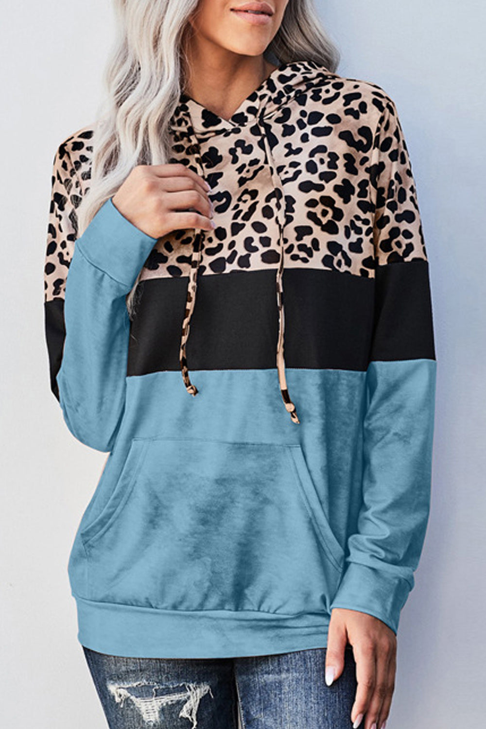 Women Leopard Printed Long Sleeve Breathable Warm Hoodie