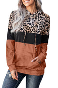 Women Leopard Printed Long Sleeve Breathable Warm Hoodie