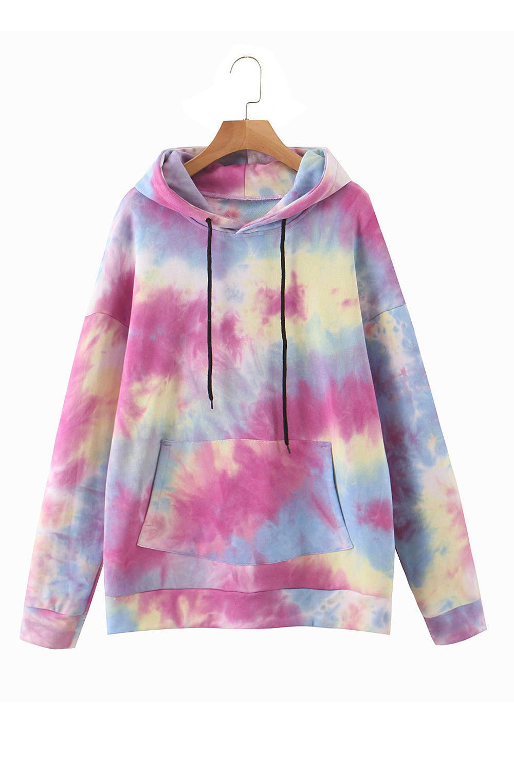 Women Loose Drawstring Hat Tie Dye Printed Fashion Hoodie