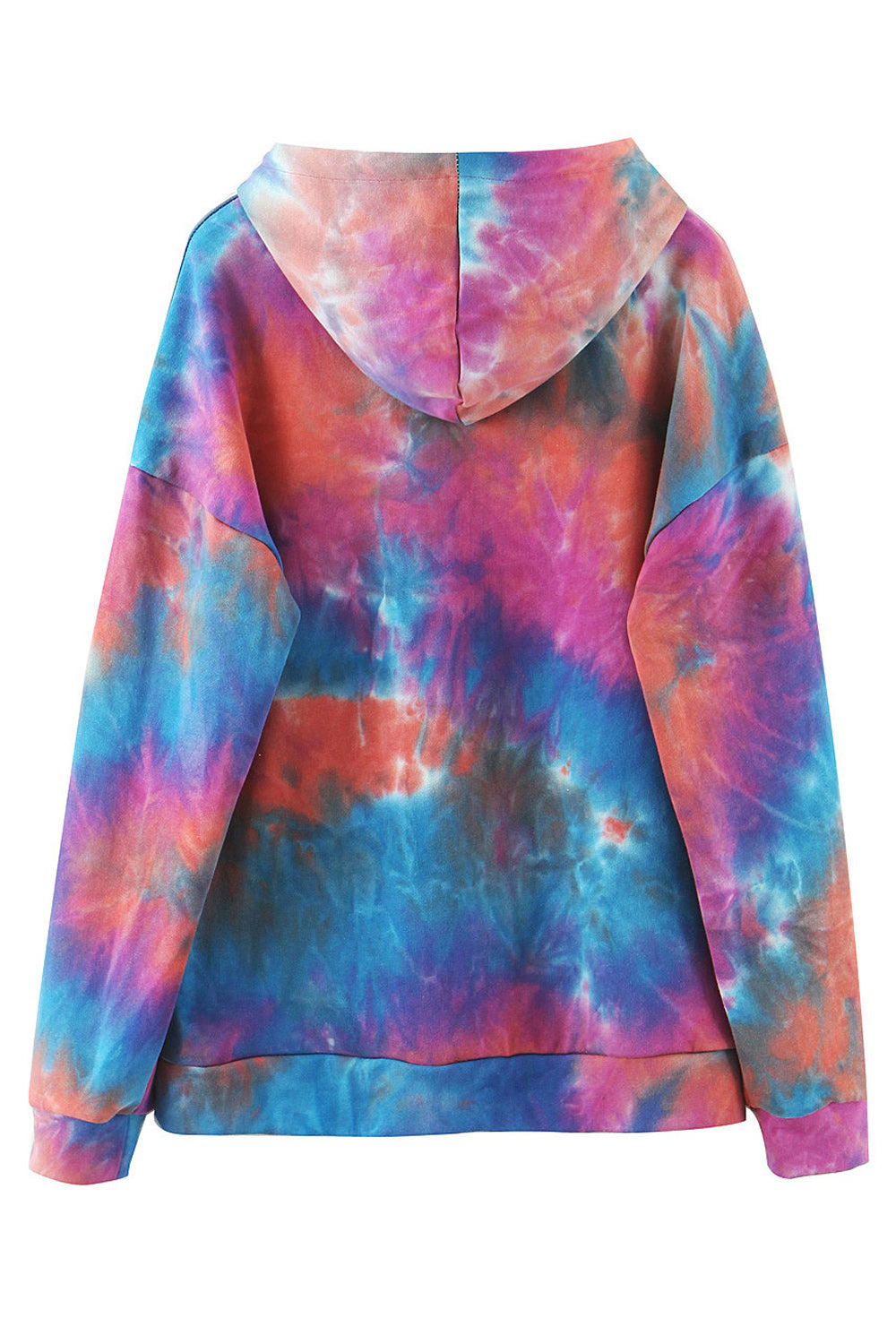 Women Fashion Tie Dye Print Adjustable Hat Long Sleeve Hoodie
