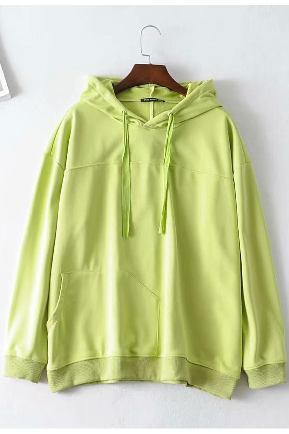 Women Solid Tone Attached Hood Long Sleeve Casual Hoodie