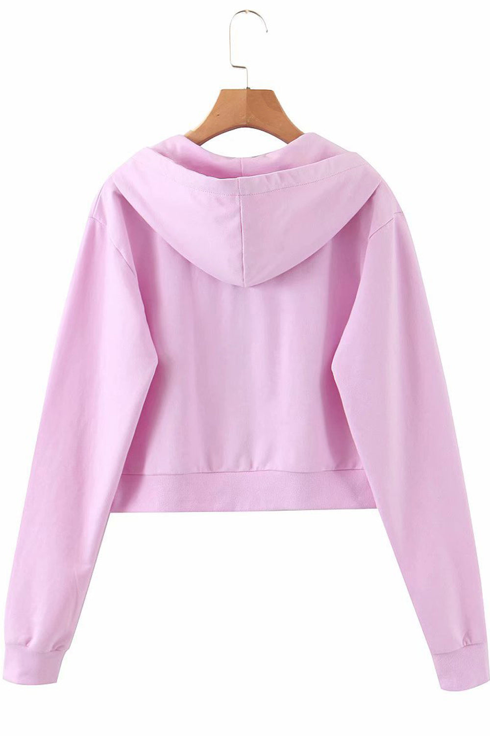 Women Hat Neck Full Zipper Solid Colored Warm Hoodie