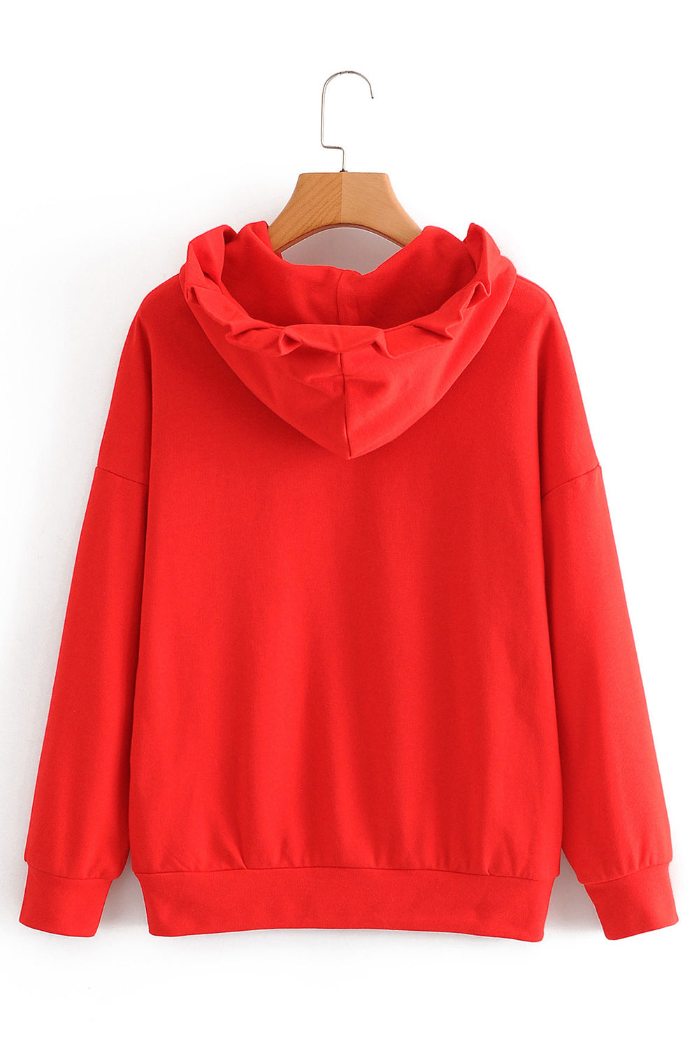 Women Ribbed Cuff Solid Pattern Elegant Styled Hoodie