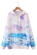 Women Tie Dye Pattern Long Sleeve Cozy Stylish Hoodie