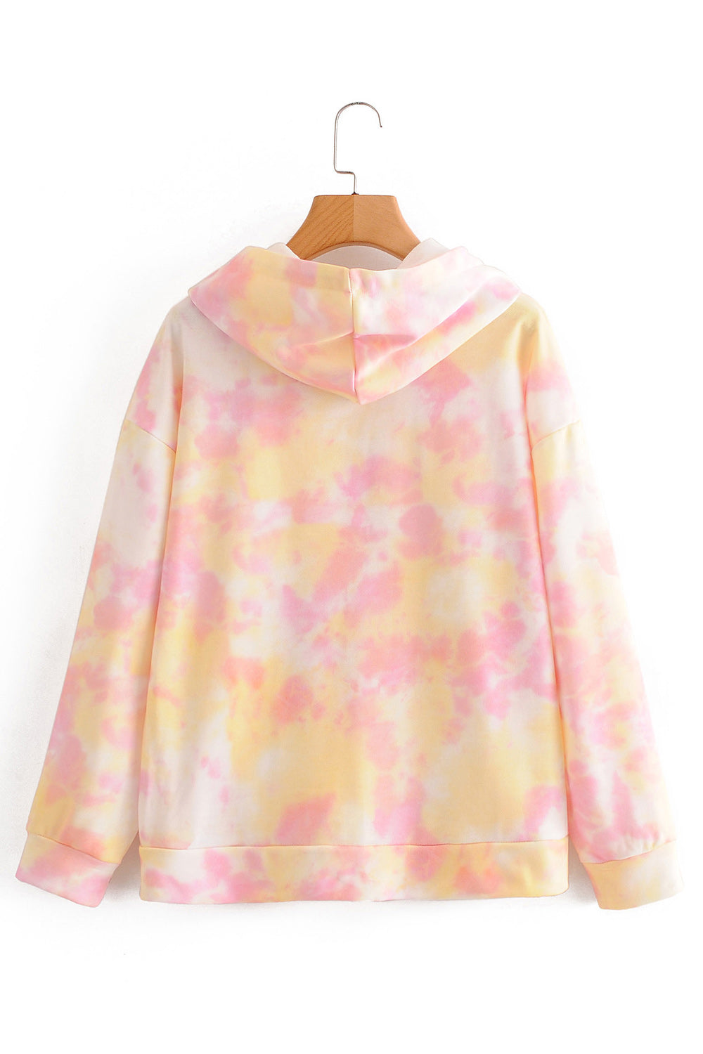 Women Pocket Styling Long Sleeve Ribbed Cuff Tie Dye Printed Hoodie