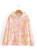Women Pocket Styling Long Sleeve Ribbed Cuff Tie Dye Printed Hoodie