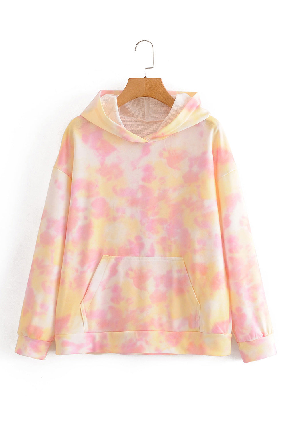 Women Pocket Styling Long Sleeve Ribbed Cuff Tie Dye Printed Hoodie