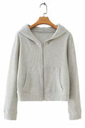 Women Convenient Zipper Closure Warm Long Sleeve Stylish Hoodie